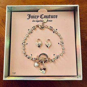 Juicy Couture Gold Tone Bracelet & Earrings Set With Gift Box - NWT